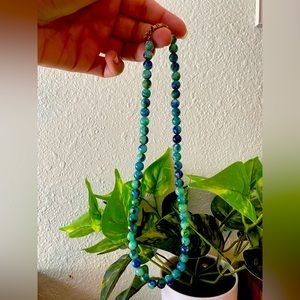 Multi green and blue beaded necklace